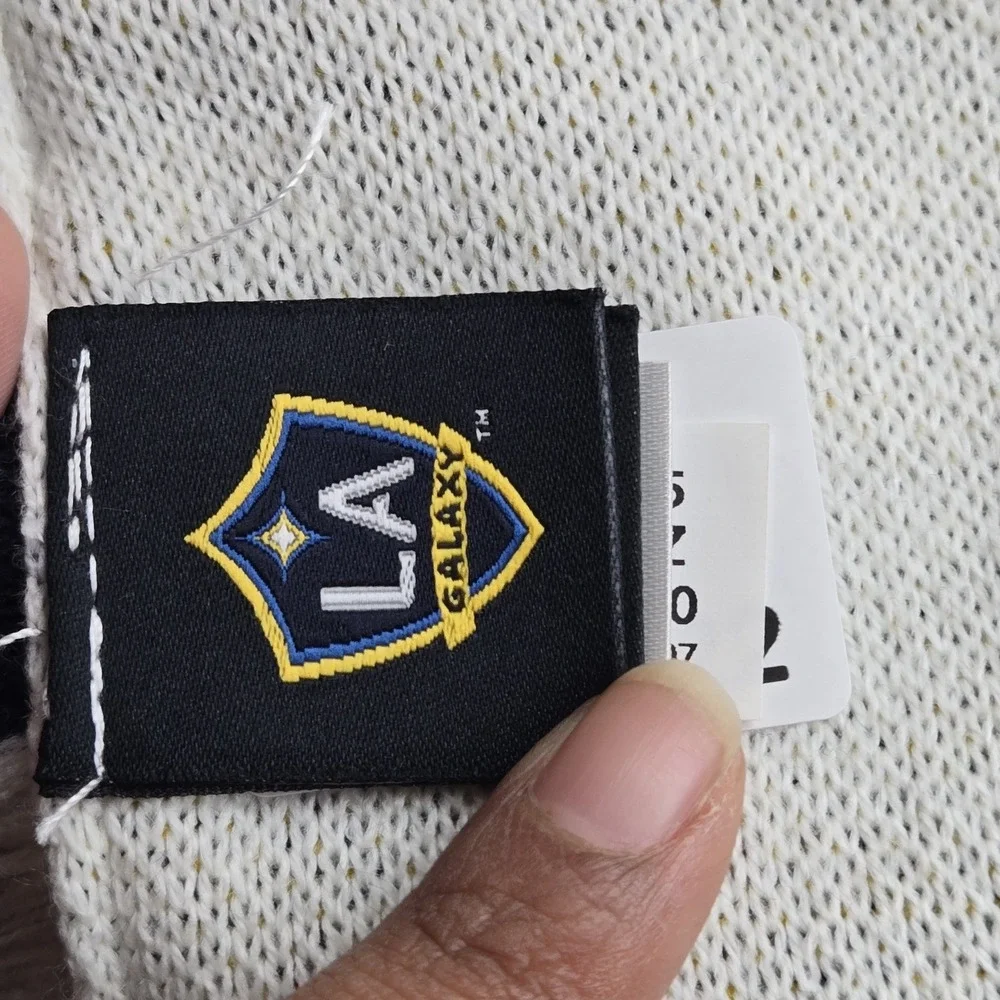 LA Galaxy Men Scarf ONE SIZE Navy Blue Adidas Colorblock Fringe Logo Knit NWT